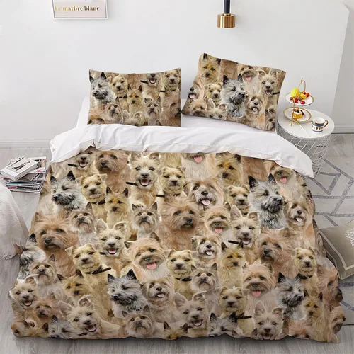 Miniatura 21 de Airedale Terrier - Juego de funda de edredón con estampado de cara de perro, juego de ropa de cama de 3 piezas, juego de funda de edredón suave