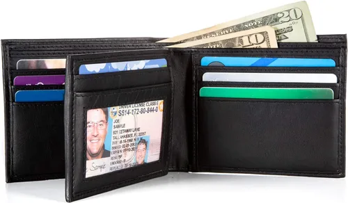 Miniatura 4 de Billetera de cuero para hombre con 10 ranuras RFID de bloqueo, S