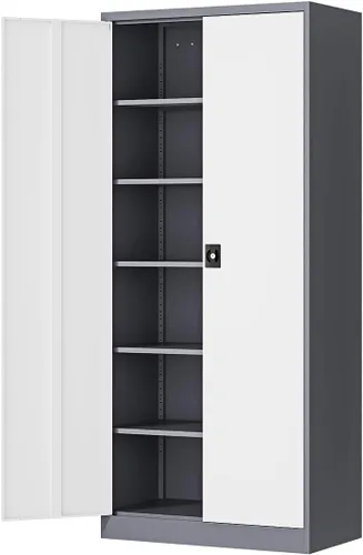 Miniatura 25 de Fesbos Armario de almacenamiento de metal, archivadores de acero de 36 pulgadas de alto con puertas con cerradura y estantes ajustables, gabinete