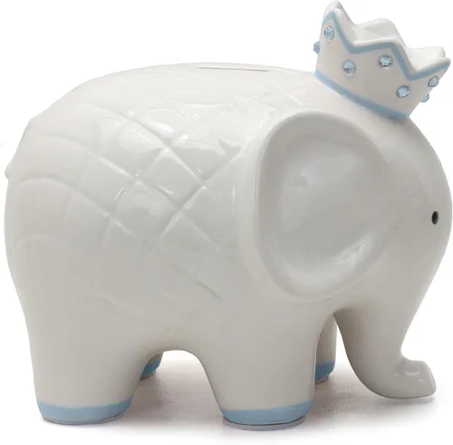 Miniatura 2 de Child to Cherish Alcancía de elefante de coco de cerámica, color azul