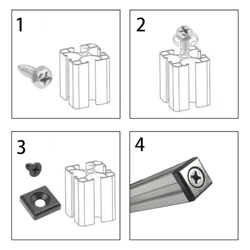 Miniatura 3 de 12 piezas de aleación de zinc serie 2020 estándar europeo perfil de aluminio tapa de extremo ranura en T accesorios de perfil de aluminio negro