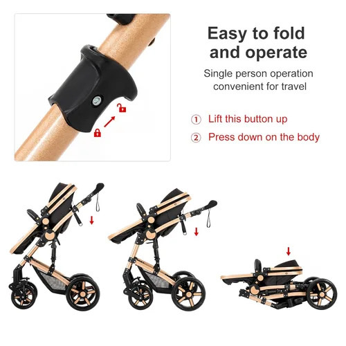 Miniatura 9 de Cochecito de bebé 2 en 1, cochecito convertible, cochecito de bebé estándar reversible, cochecito de bebé portátil, carriola para bebé, silla de 2