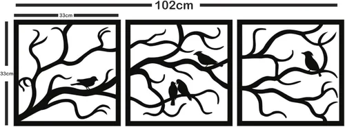 Miniatura 3 de Arte de pared de metal, pájaros en rama, 3 piezas, arte de pared de árbol, letrero de árbol, decoración de pared, decoración interior y exterior, 3
