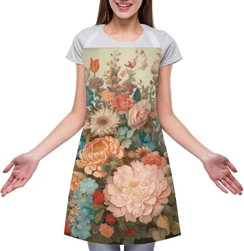 Miniatura 3 de MUSM Apron for Adults - 27.6 X 31.5 Inch, Heavy-Duty Polyester Aprons with Two Large Pockets, Waterproof Pastel Colors Kitchen Apron for Cooking