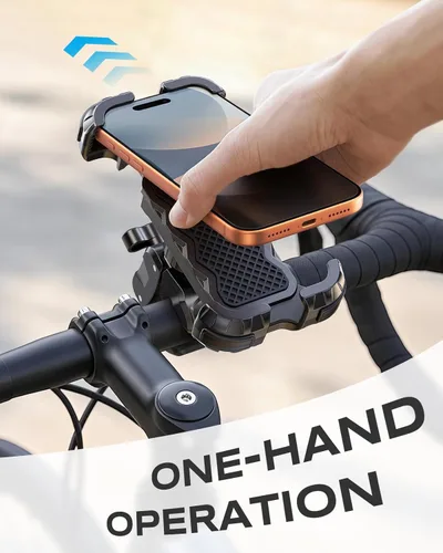 Miniatura 5 de Zewdov 2026 - Soporte de teléfono para motocicleta con abrazadera de instalación rápida, agarre fuerte y soporte de teléfono de bicicleta anticaídas
