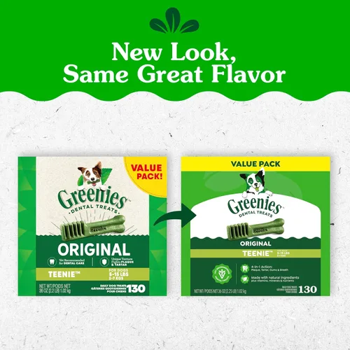 Miniatura 2 de Greenies - Golosinas naturales para la salud dental de perros chiquititos, sabor original, paquete de 36 onzas (130 unidades)