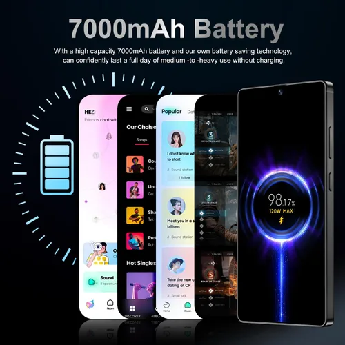 Miniatura 4 de MMY I25 Ultra 5G Teléfono Inteligente Desbloqueado, 16GB+512GB Teléfono Celular Completo para Android 14, 6.99" Teléfono Celular Desbloqueado, Cian