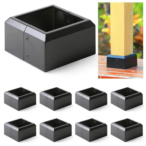 Miniatura 19 de Paquete de 4 cubiertas de base de poste de cubierta de aleación de aluminio (base de poste de 1 x 1 pulgada x 3.35 pulgadas), para pasamanos, Blanco