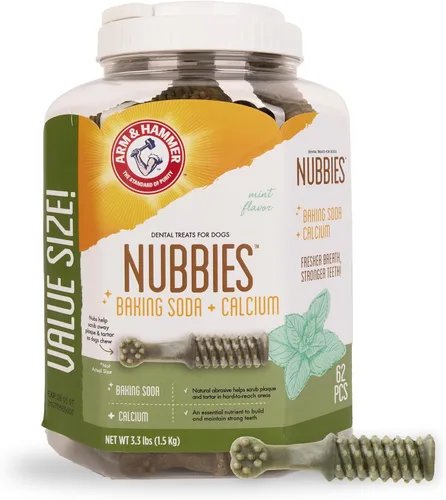 Miniatura 16 de Arm & Hammer for Pets Nubbies Golosinas Dentales Bicarbonato de sodio Calcio Nubbed Texture Scrubs Placa Tartar Sabor Pollo Refresca el Aliento