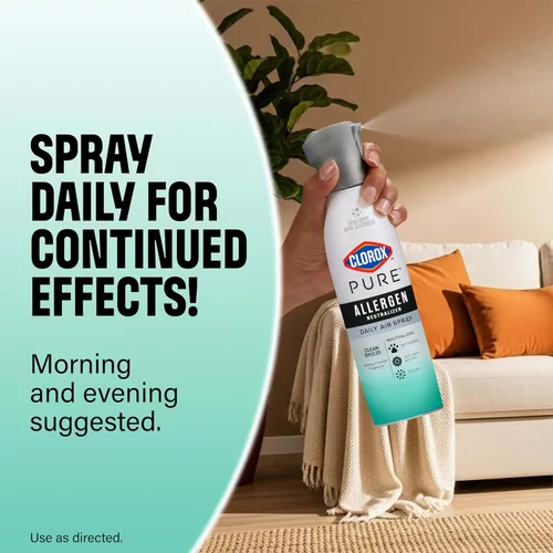 Miniatura 8 de Clorox Pure Neutralizador de alérgenos en aerosol diario, brisa limpia, 8 onzas