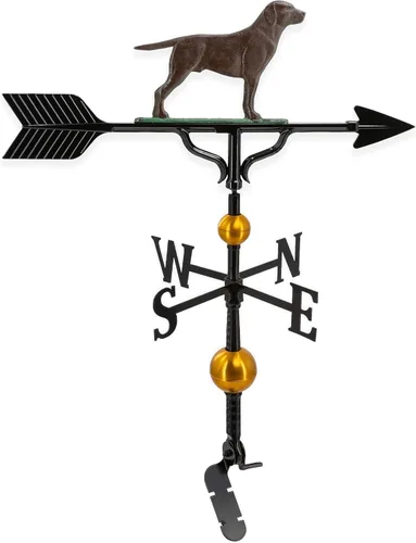 Miniatura 11 de Montague Metal Products Veleta de lujo de 32 pulgadas con adorno de Retriever negro satinado