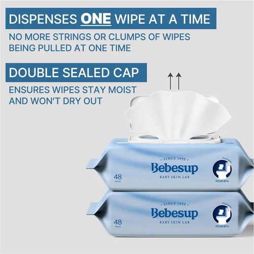 Miniatura 6 de BEBESUP - Toallitas desechables #1 de Corea- Toallitas orgánicas extra gruesas 100% a base de plantas, hipoalergénicas, biodegradables, 99% a base