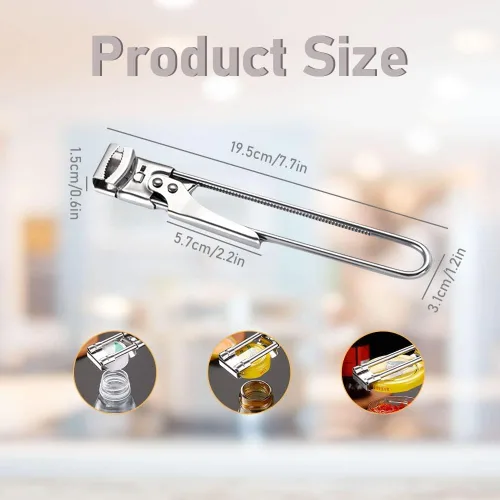 Miniatura 2 de Abrelatas de acero inoxidable ajustable 2026, multifuncional, de acero inoxidable, agarrador de tapa de frasco, herramienta de cocina para manos