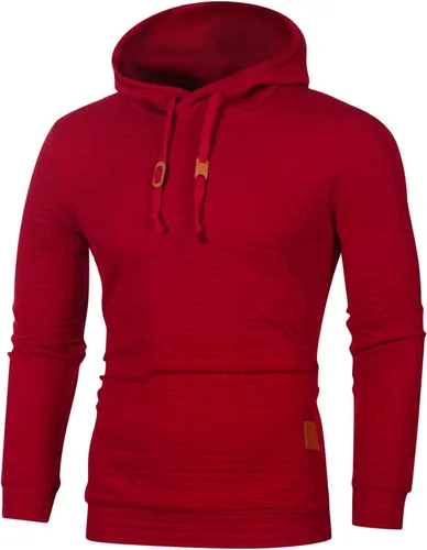 Miniatura 2 de Sudadera con capucha de algodón para hombre, ajuste holgado, secado rápido, manga larga, cómoda, con botones, de forro polar