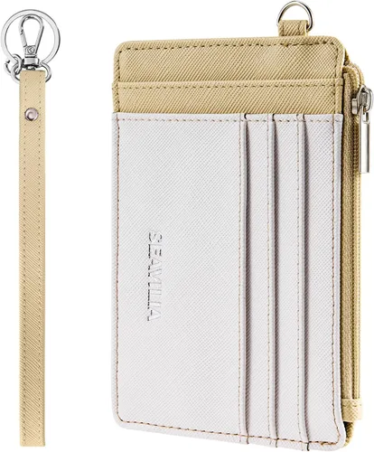 Miniatura 7 de SEAVILIA Billetera pequeña para mujer, delgada, llavero, carteras RFID para tarjetas de crédito con bolsillo con cremallera, ventana
