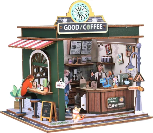 Miniatura 9 de Rompecabezas de madera 3D, kits de rincón de libros para adultos, kits de construcción de casas en miniatura, manualidades de madera