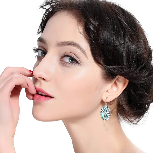Miniatura 3 de Aretes de libélula chapados en oro blanco aretes colgantes de concha natural de moda para mujeres y niñas Metal Abulón