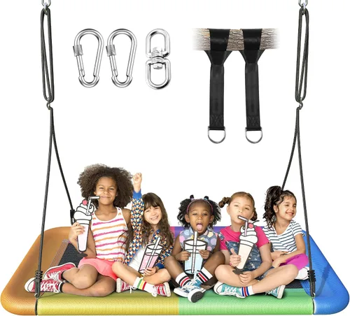 Miniatura 10 de Everyfun Columpio de Árbol Tipo Platillo Volador de 43" para Niños y Adultos, Capacidad de Peso de 700 libras, Columpio Platillo Volador Impermeable