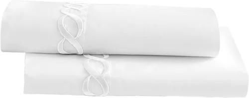 Kassatex Standard Catena Bedding Collection - Juego de fundas de almohada, color blanco