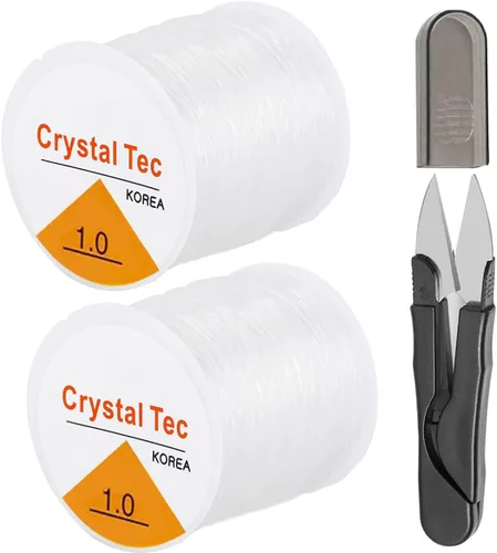 Miniatura 10 de Cuerda elástica de 0.020 in, cuerda elástica transparente para hacer pulseras, 131 yardas de hilo elástico transparente para cuentas de semillas
