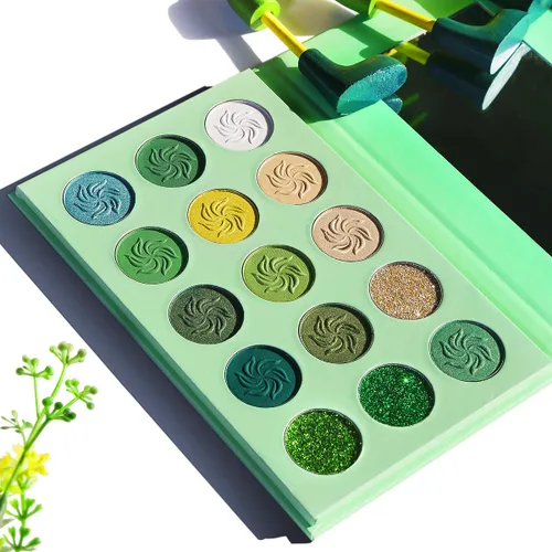 Miniatura 5 de Paleta de sombra de ojos verde de Afflano, sombra de ojos verde con purpurina altamente pigmentada, paletas de maquillaje verde esmeralda