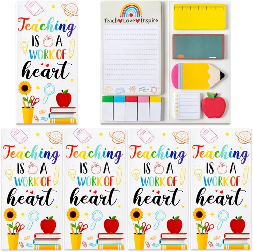 Miniatura 27 de Xqumoi Teaching is A Work of Heart - Juego de notas adhesivas de 550 hojas, lápiz en forma de manzana, blocs de notas autoadhesivas, notas