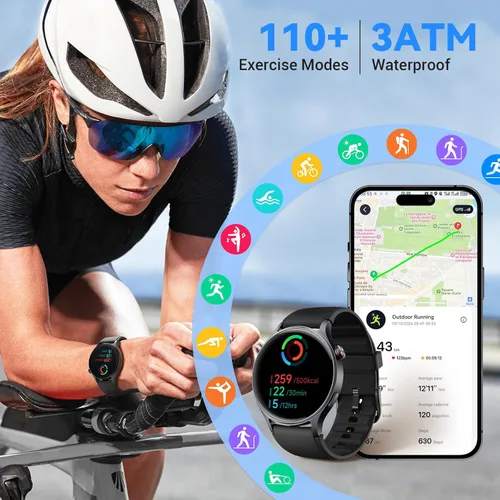 Miniatura 6 de Fitpolo Reloj inteligente para hombres y mujeres, pantalla táctil AMOLED de 1.3 pulgadas, rastreador de fitness, hacer/responder llamadas, monitor