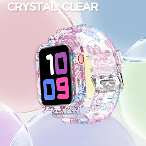 Miniatura 4 de DABAOZA - Correa compatible con Apple Watch de 49 mm, 46 mm, 45 mm, 44 mm, 42 mm, 41 mm, 40 mm, 38 mm, con protector, correa de TPU brillante