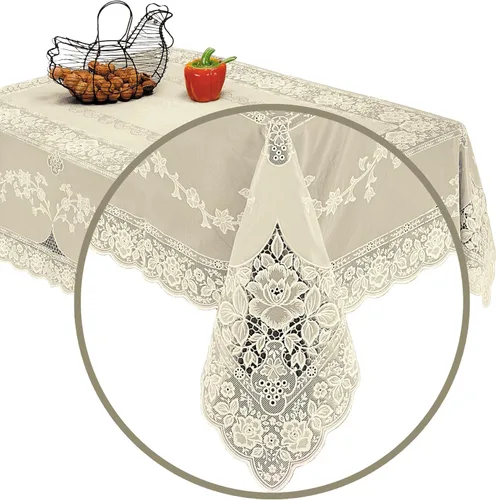 Miniatura 5 de Violet Linen Mantel de vinilo con diseño de Betenburg, color beige, 60 x 90 pulgadas, oblongo/rectangular