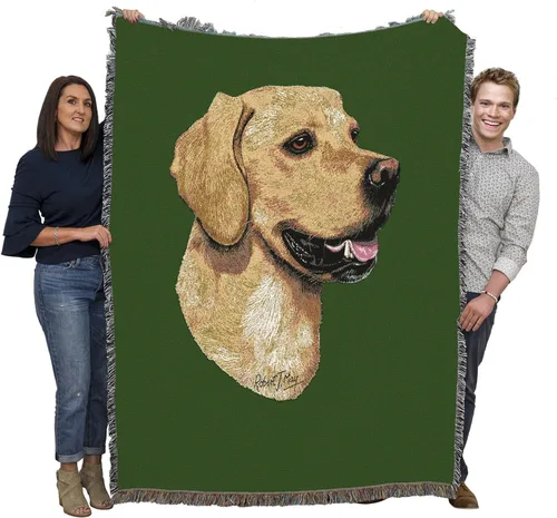 Miniatura 19 de Pure Country Weavers Golden Retriever - Manta tejida personalizada azul BG por Robert May - Manta de tapiz de algodón, fabricada en los Estados