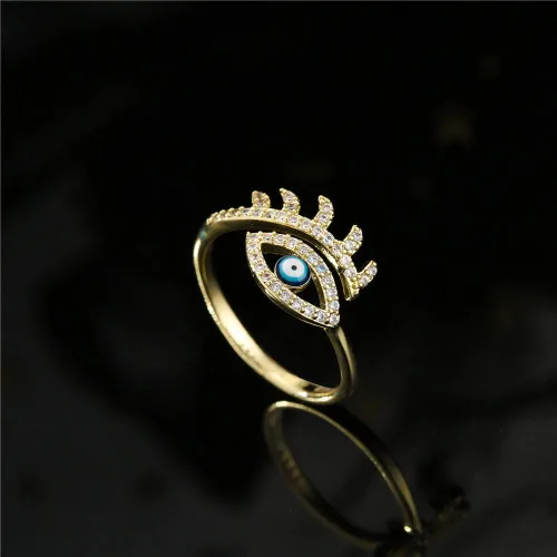 Miniatura 4 de Anillos abiertos de circonita cúbica azul turco para mujeres, niñas, adolescentes, cristal de circonita cúbica brillante, chapado en oro de 18