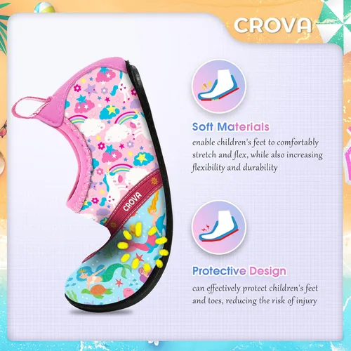 Miniatura 4 de CROVA Zapatos de agua para niños pequeños, calcetines acuáticos de secado rápido, antideslizantes, zapatos deportivos para niños y niñas pequeños