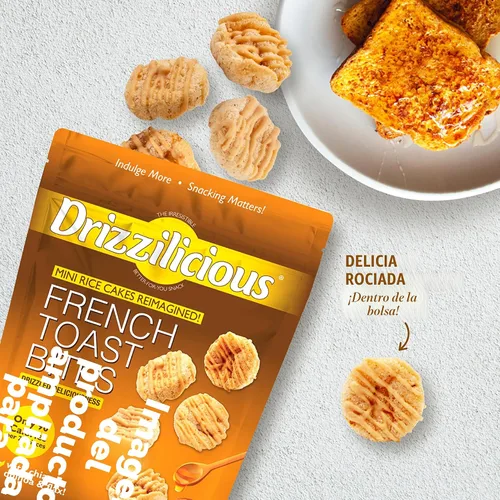 Miniatura 4 de Drizzilicious Mini Tortas de Arroz Sabor Tostada Francesa – Crisps de arroz, aperitivo saludable para adultos y niños, tortas de arroz saborizadas
