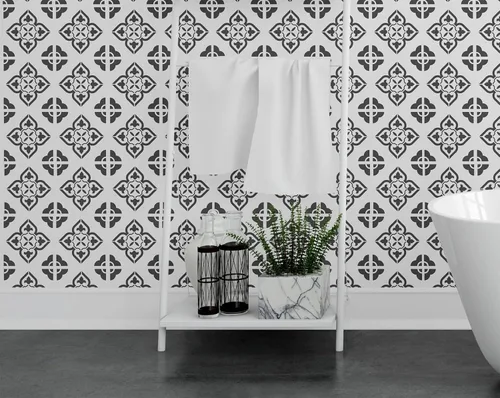 Miniatura 8 de Juego de 16 plantillas de azulejos españoles (12 x 12 pulgadas) patrones auténticos para suelo y pared, plantillas de azulejos reutilizables
