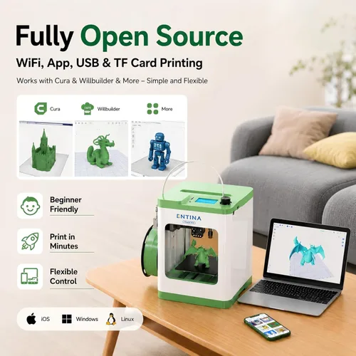 Miniatura 6 de Entina TINA2S Impresoras 3D con impresión WiFi en la nube, totalmente montadas con nivelación automática, enorme biblioteca, mini impresora 3D