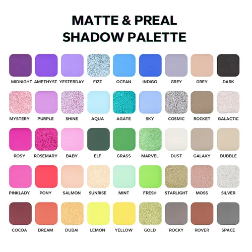 Miniatura 6 de Bold Dimensions Paleta de sombras de ojos, 45 tonos de mate, brillo y purpurina en morado, verde, amarillo, rosa y gris, alto pigmento, duradero