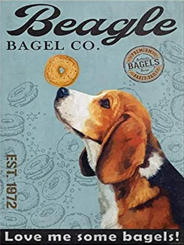 UPABLUNSO Regalo de Navidad Beagle Dog and Bagel 5D Diamond Painting Kits Retro Diamond Art Kits para regalo, arte de gemas para el hogar, oficina,