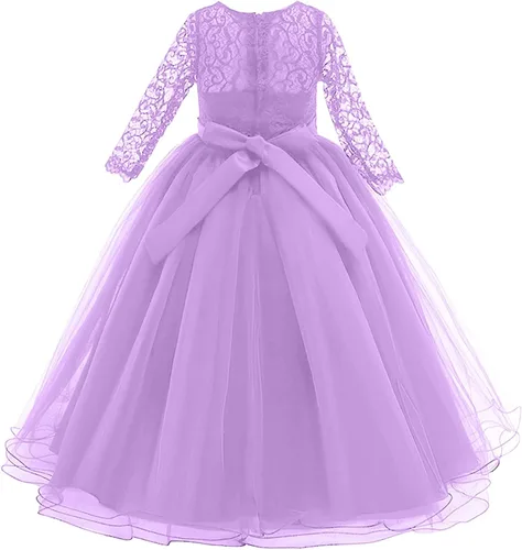 Miniatura 4 de Vestidos de punto de manga larga para niña pequeña, vestidos de princesa tutú de malla de encaje