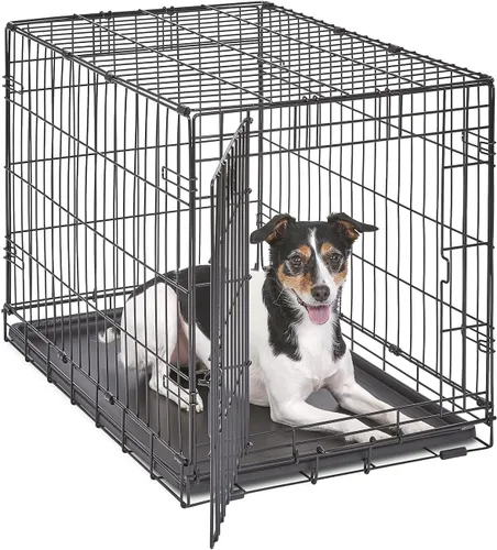 Miniatura 10 de Midwest Homes for Pets iCrate - Jaula plegable para perros de 18 pulgadas con panel divisor, bandeja a prueba de fugas y pestillos seguros, perrera
