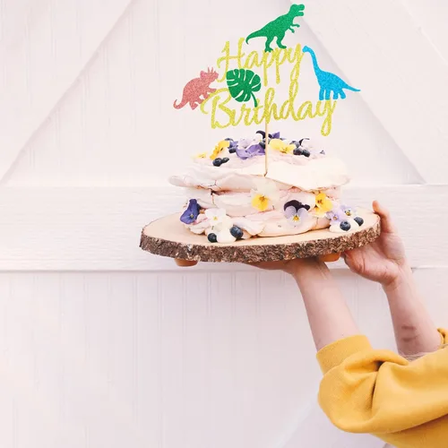 Miniatura 6 de Decoración de pastel de dinosaurio con hojas Dinsaurs para pastel de cumpleaños con temática de dinosaurios, baby shower, niños, fiesta de Hb Dino