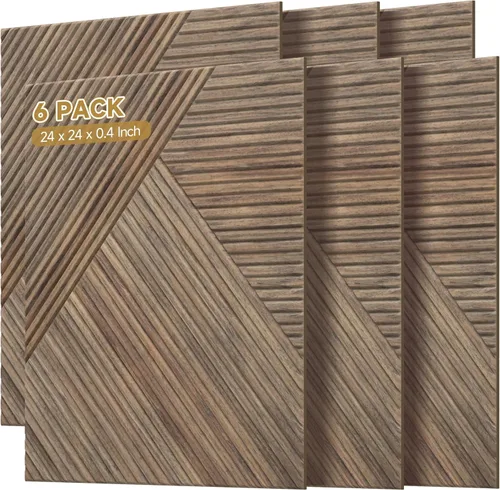 Paneles acústicos de pared, paquete de 6 unidades de tamaño total de 72 x 48 pulgadas, paneles acústicos decorativos autoadhesivos para pared y