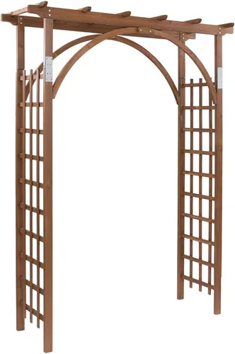 Miniatura 10 de Outvita - Arco de jardín de madera de 7 pies, arco de abeto, arco decorativo de soporte para enredaderas de rosas trepadoras, enrejado para Marrón