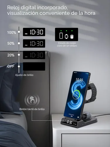 Miniatura 5 de Cargador inalámbrico para estación de carga Samsung con reloj para Samsung Galaxy S25 Ultra/S24 Ultra/Z Flip 7/Fold 6/Bud, estación de carga Android
