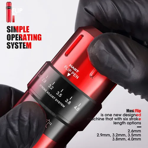 Miniatura 2 de Mast Tattoo Kit de pistola de tatuaje con cable e inalámbrica, máquina de tatuaje rotativa con 6 tiempos, 0.102-0.157 in, 2 baterías, 10 agujas