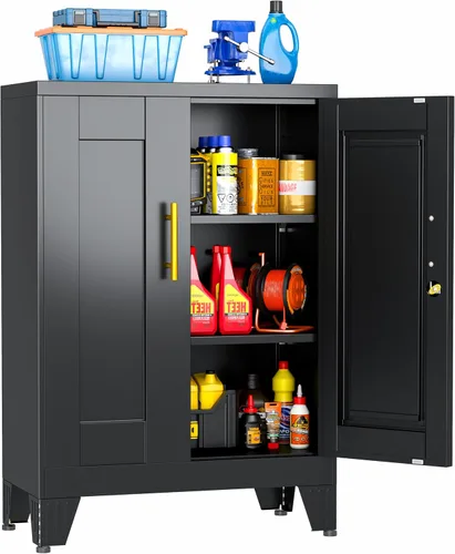 Miniatura 20 de Armario de herramientas de metal con ruedas de 36 pulgadas, 13.8 pulgadas de profundidad x 27.6 pulgadas de ancho x 35.4 pulgadas de alto, gabinete