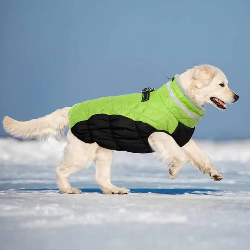 Miniatura 7 de Lelepet Abrigo cálido para perro, abrigo de invierno para perro, chaqueta impermeable para perros con arnés integrado reflectante para mascotas, Lima
