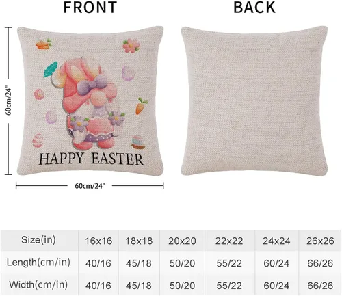 Miniatura 73 de Divertidas fundas de almohada de gnomo de Pascua, huevos de Pascua, zanahorias, divertidas fundas de almohada de 16 x 16 pulgadas, decoración