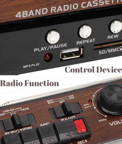 Miniatura 4 de Grabador de reproductor de casete de cinta, estilo clásico de los años 80 portátil Boombox SW1 SW2 AM Radio FM, altavoz estéreo sin ruido estéreo
