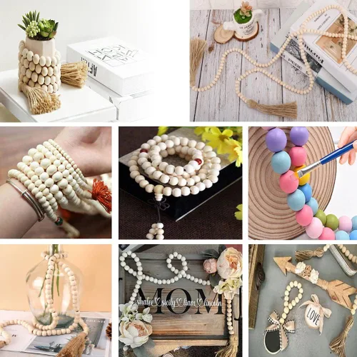 Miniatura 43 de 100 cuentas de madera natural de 0.984 in, cuentas espaciadoras de madera sin terminar de 1 pulgada, bolas redondas para hacer manualidades