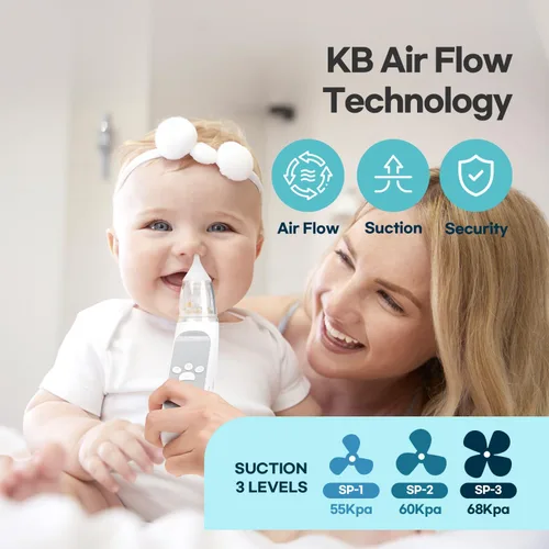 Miniatura 2 de HubiBaby - Aspirador nasal para bebé, aspirador eléctrico de nariz, aspirador de nariz, limpiador automático de nariz con 3 puntas de silicona